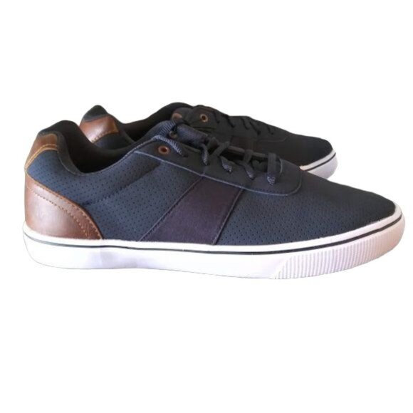 George Mens Navy Blue Brown Memory Foam Casual Sneakers Size 12 - Picture 3 of 8